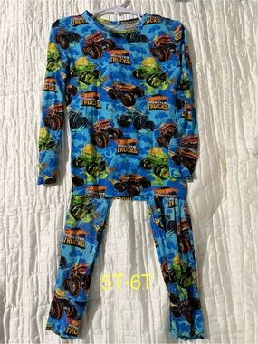 Posh Peanut Blue Monster Trucks Kids Pajama Set